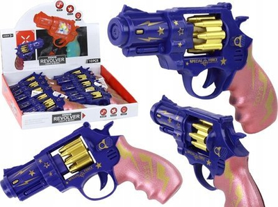Revolver lodër Special Force, me efekte zanore, për kalamaj, blu rozë
