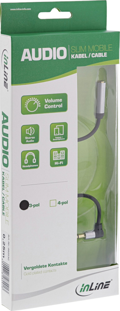 Kabllo zgjatuese audio InLine 99253C, Jack 3.5mm mashkull në femër, 0.25m, e zezë