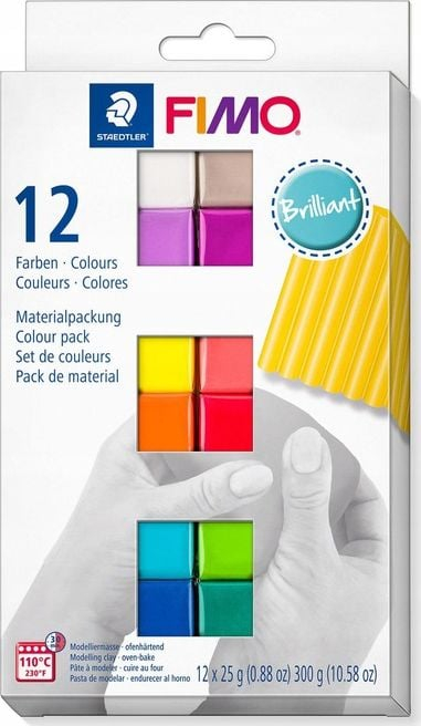 Set argjilë modeluese Fimo Thermosetting Clay, 12 ngjyra, 25g