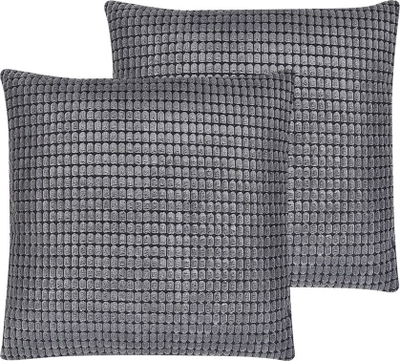 Set jastëkësh dekorativë Beliani ASPIDISTRA, 45 x 45 cm, kadife, gri