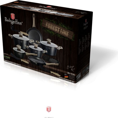 Set tenxhere BerlingerHaus Forest Line BH-1536, 15 copa, alumin, i zi