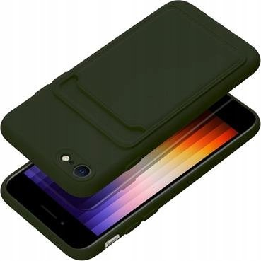 Mbulesë telefoni Forcell për iPhone SE 2022 2020 8 7, silikon i butë, xhep për kartë, jeshile e errët
