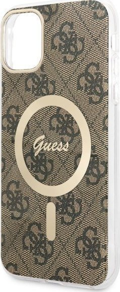 Mbulesë telefoni Guess GUHMN61H4STW për iPhone 11, hardcase 4G MagSafe, kafe