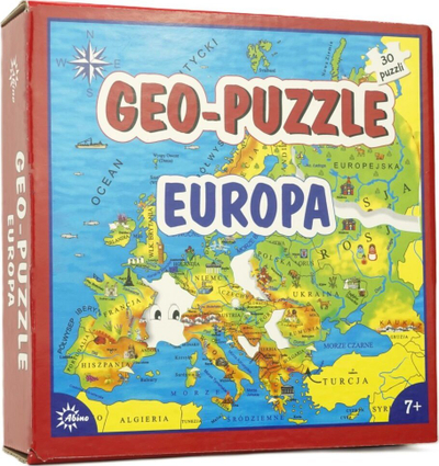 Puzzle gjeografik GeoPuzzle Europe, 30 pjesë, edukativ, shumëngjyrësh