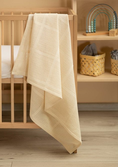 Batanije për bebe Sensillo Natural Lulu, pambuk 100%, 95x95cm, krem