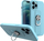 Mbulesë silikoni Hurtel Ring Case për iPhone 13 Pro, me unazë edhe stand, blu e çelët