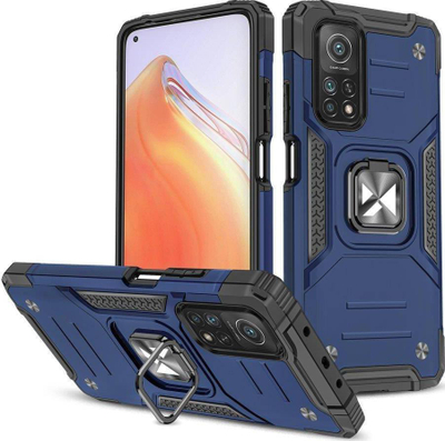 Këllëf telefoni Wozinsky Ring Armor për Xiaomi Poco M4 Pro 5G, Redmi Note 11, Redmi Note 11T 5G, me unazë magnetike, silikoni hibrid, blu