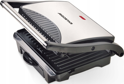 Електричен контакт-скара Aigostar Hett B30202L7A, 1000W, нелепливи плочи, сребрен инокс