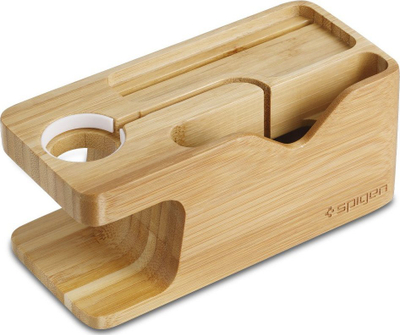 Mbajtëse Spigen S370 për Apple Watch dhe iPhone, e vogël, pamje dru, kafe
