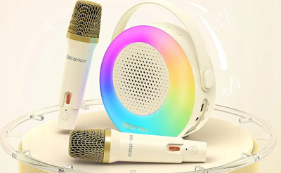 Set karaoke për kalamaj BlitzWolf BM-K10, Bluetooth, 2 mikrofonë pa tel, bezhë