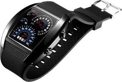 Машки часовник ZG5 Формула F1, бинарен ЛЕД, гумен ремен, црн