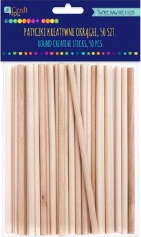 Shkopinj kreativë druri Dalprint Creative Sticks Round Natural, 50 copë, natyral