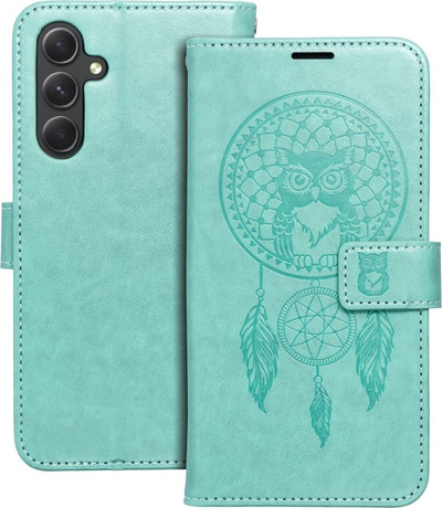 Kapak libri OEM MEZZO për Samsung Galaxy A54 5G, me xham të temperu, dizajn dreamcatcher jeshil