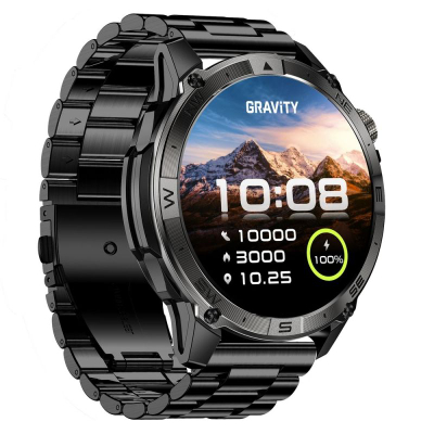 Smartwatch Gravity GT46-4, 1.43" AMOLED, thirrje me Bluetooth, portokalli me të zi