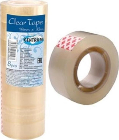 Shirit ngjitës për zyrë, set me 8 copë, 19mm x 33m, i tejdukshëm