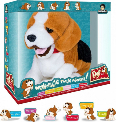 Qen lodër interaktiv Madej Figo Beagle, dëgjon komandat me zë, reagon me lëvizje e me tinguj, shumëngjyrësh
