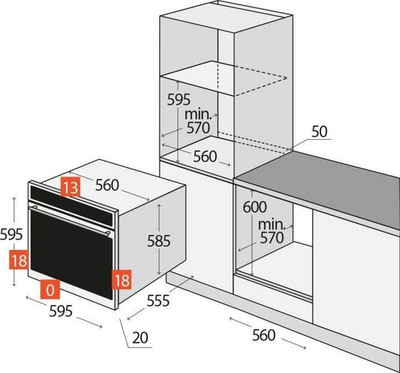 Furrë Concept (ETV5560), 70 L, 3 kW, e zezë