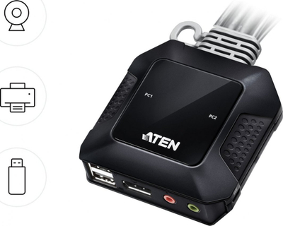 KVM прекинувач ATEN 2-Port USB-C DisplayPort, 4K, хибриден