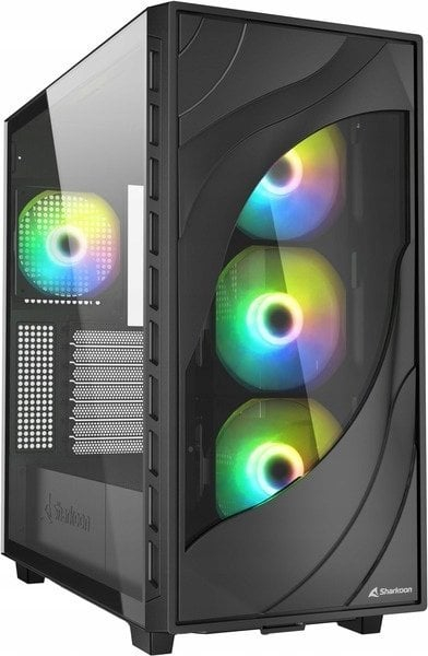 Куќиште за компјутер Sharkoon Rebel C80G RGB, Црна, Midi Tower