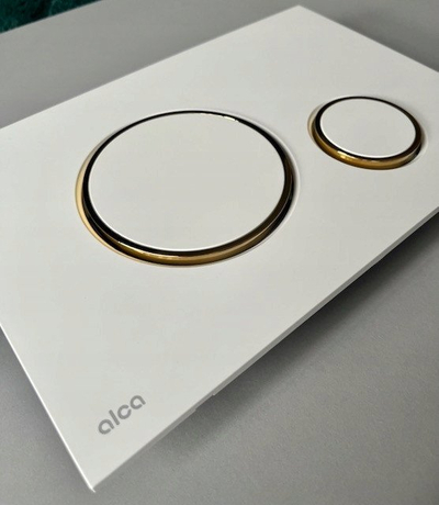 Set WC varës Geb, kornizë e fshehtë, tas rimless, e bardhë gold gloss