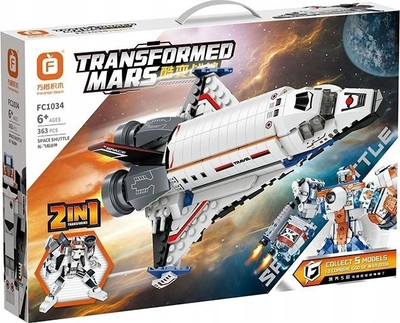 Lodër me tulla LeanToys Transformed Mars FC1034, 2 në 1 Shuttle Robot, 363 copa, e bardhë