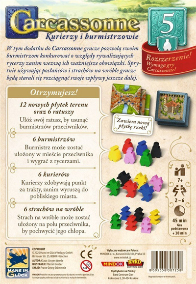 Логичка друштвена игра Carcassonne Expansion 5 Пратеници и градоначалници, проширување, полска верзија