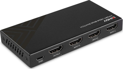 Ndarës HDMI Lindy 3 Port Switch, 8K 60Hz, HDR, i zi