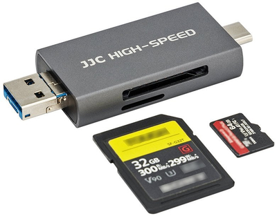 Читач на картички JJC CR-UTC4AC, USB 3.1 Gen 1, USB Тип-C, сив