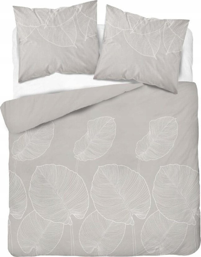 Komplet mbulojë jorgani Detexpol Satine Leaves, 220x200 cm, 100% pambuk, bezhë