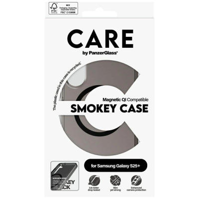 Mbulesë telefoni PanzerGlass CARE Smokey Case, kompatibël me Qi, për Samsung Galaxy S25+, e zezë
