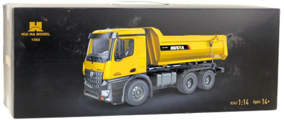 Kamion me pult Huina 1582 RC Dump Truck, shkalla 1:14, me drita dhe zë, i verdhë