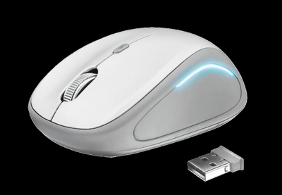 Maus wireless Trust Yvi FX, optik, 1600 dpi, i bardhë
