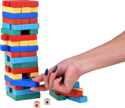 Loja tavolinë Jenga Wobbling Tower GR0627, 54 blloqe druri, shumëngjyrëshe