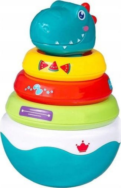 Lodër piramidë dinosauri Smily Play SP83662, unaza shumëngjyrëshe, plastikë