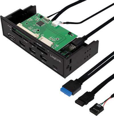 Panel frontal LogiLink UA0341, 3x USB 3.0, USB C, eSATA, lexues kartelash, i zi