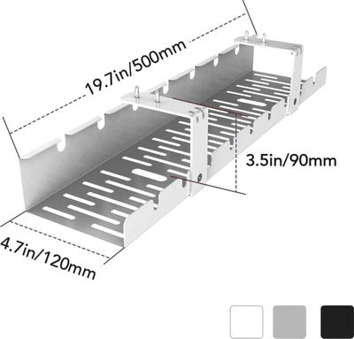 Mbajtëse kabllosh për nën tavolinë SPK-520B, metal 50 cm, montim me vida, e zezë