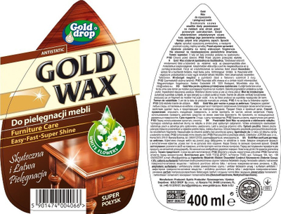 Спреј за чистење мебел Gold Wax, 400ml, антистатички