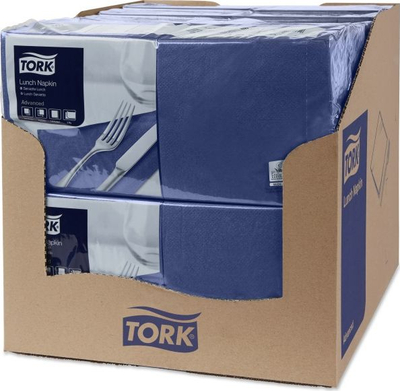 Peceta tavoline Tork Advanced Lunch, 200 copë, 3-shtreshe, blu e errët