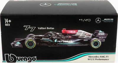 Makine diecast Bburago Mercedes AMG F1 W12 E Performance 77, shkalla 1:43, 2021, e zezë