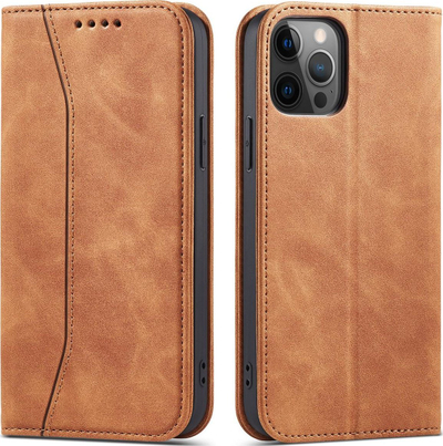 Këllëf-portofol Hurtel Magnet Fancy Case për iPhone 12 Pro Max, me vende për karta, me magnet, ngjyrë kafe