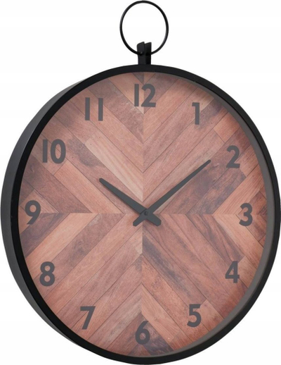 Orë muri Boltze Metal Hanging, Ø48cm, dekor druri, e zezë