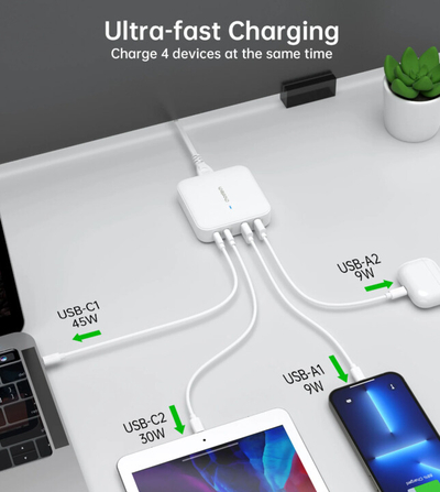 Karikues Choetech PD8008, 2xUSB-C, 2xUSB-A, GaN, 100W