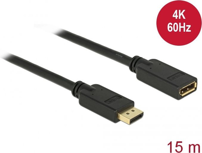 Kabllo zgjatimi DisplayPort DeLOCK 84908, 15 m, 4K 60Hz, e zezë