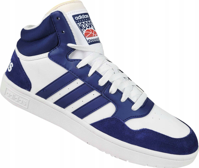 Atlete Adidas Hoops 3.0 Mid M IG1432, për burra, të bardha me blu