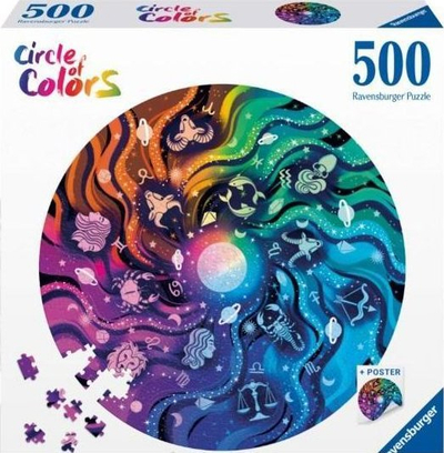 Puzzle Ravensburger Color Palette Astronomy, 500 copë, rrethor, shumëngjyrësh