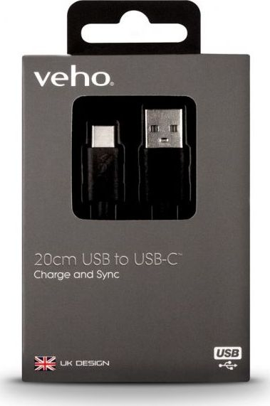 Kabllo karikimi Veho USB A në USB C, 20 cm, e zezë