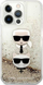 Kapak telefoni Karl Lagerfeld Karl &amp; Choupette Head, për iPhone 13 Pro Max, me shkëlqim glitter, i tejdukshëm