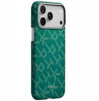 Kuti telefoni Pitaka Ultra Slim Monogram MagSafe për iPhone 17 Pro Max, mbrojtëse e hollë, jeshile me ari