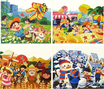 Puzzle set Leantoys 4 Stinët, 4 në 1, 72 copa, shumëngjyrësh