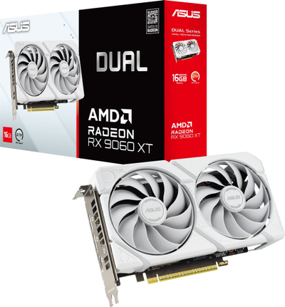 Kartë grafike ASUS Dual RX 9060 XT, 16GB GDDR6, e bardhë